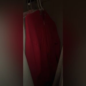 red zip up hoodie